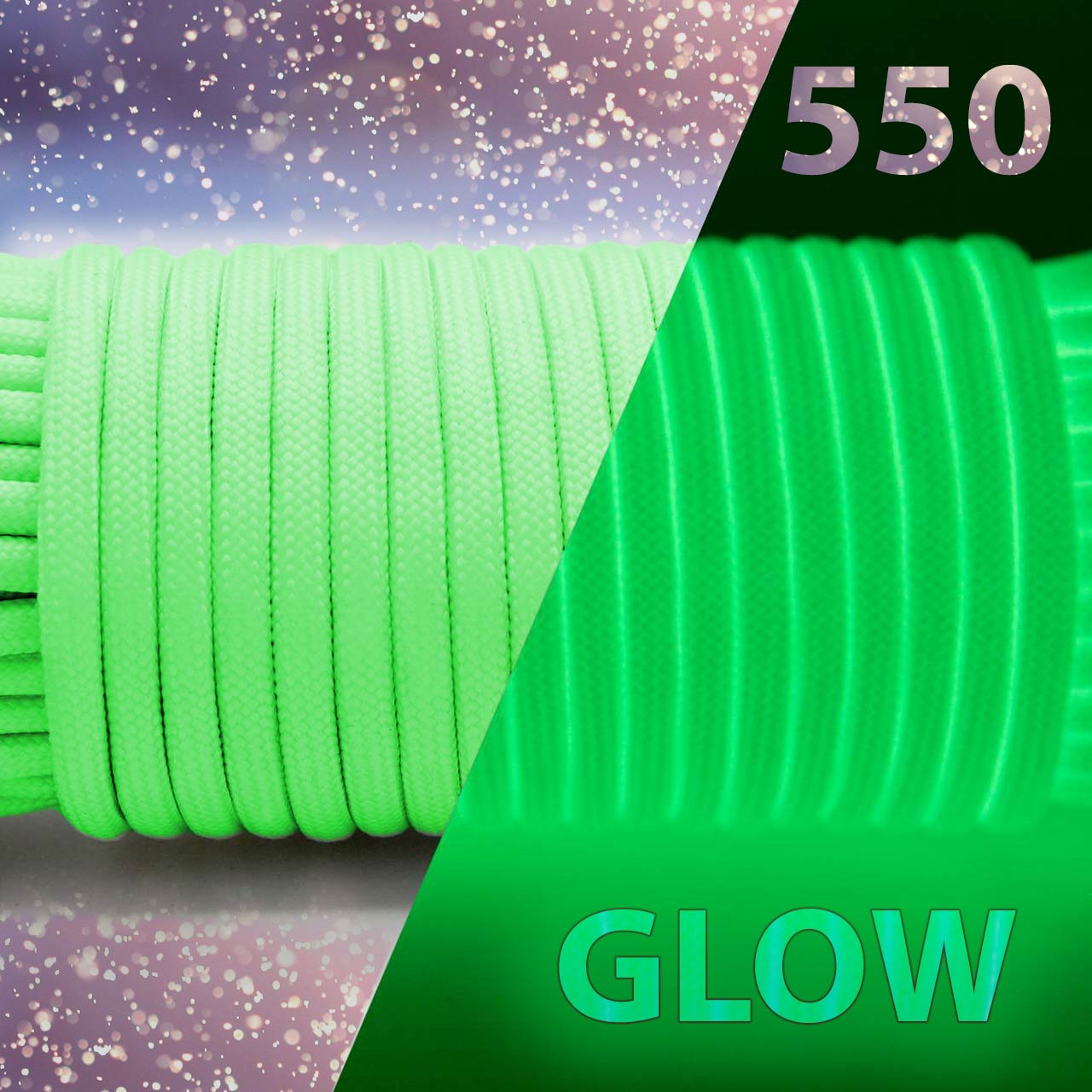 Neon Grün 550 Paracord Glow in the Dark1